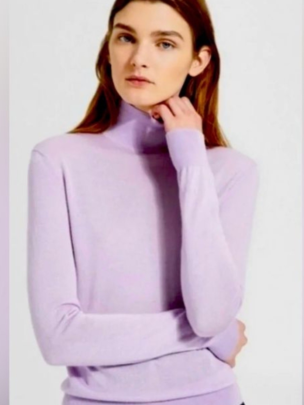 Theory Cashmere Silk Blend Lilac Turtleneck Sweater Sz Petite US 00